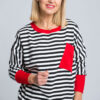 Bluza Pocket - w paski z czerwoną kieszonką