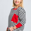 Bluza Pocket - w paski z czerwoną kieszonką