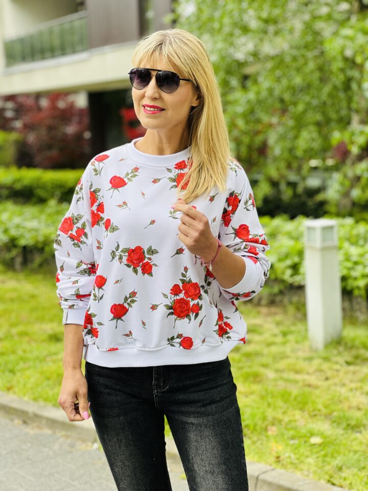 Bluza Róże - biała