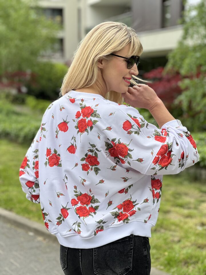 Bluza Róże - biała