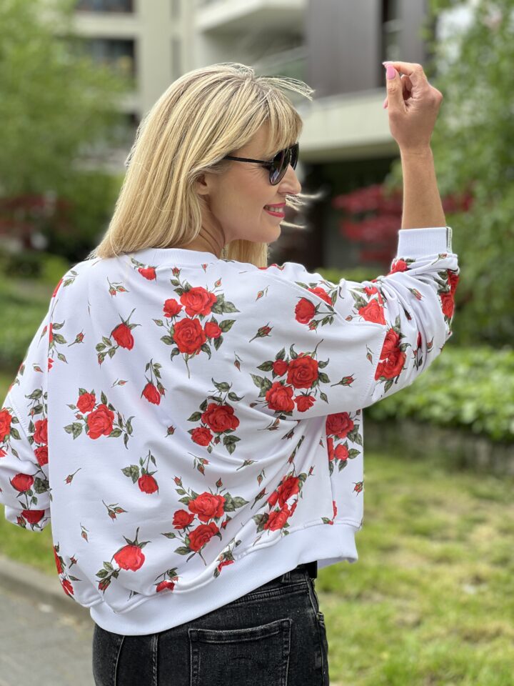 Bluza Róże - biała