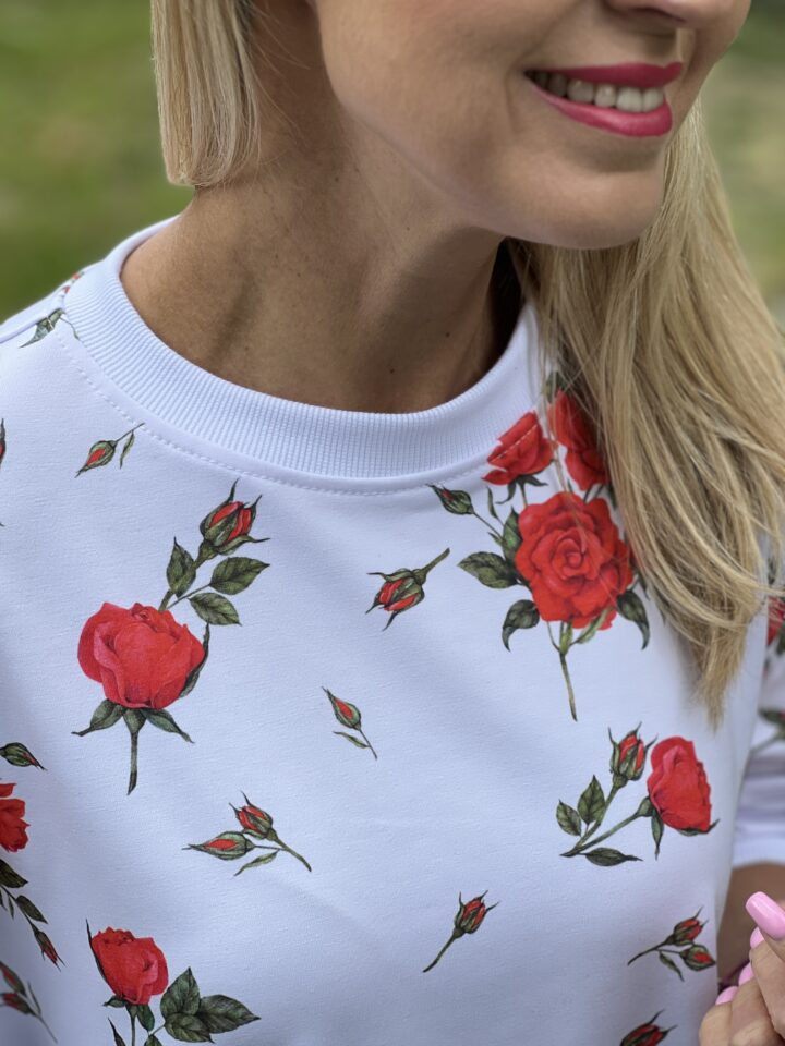 Bluza Róże - biała