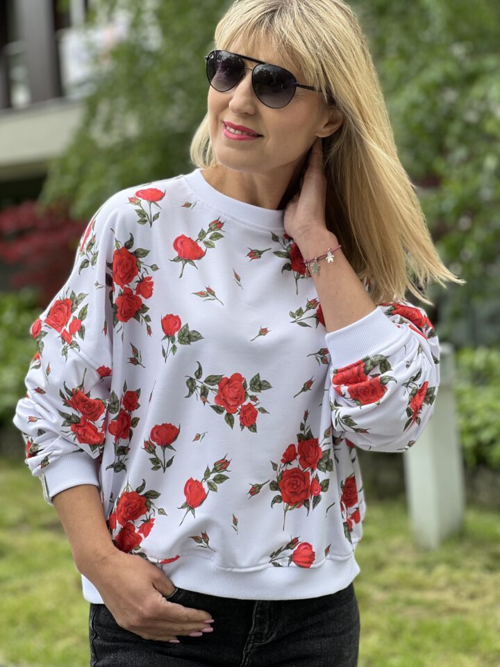 Bluza Róże - biała