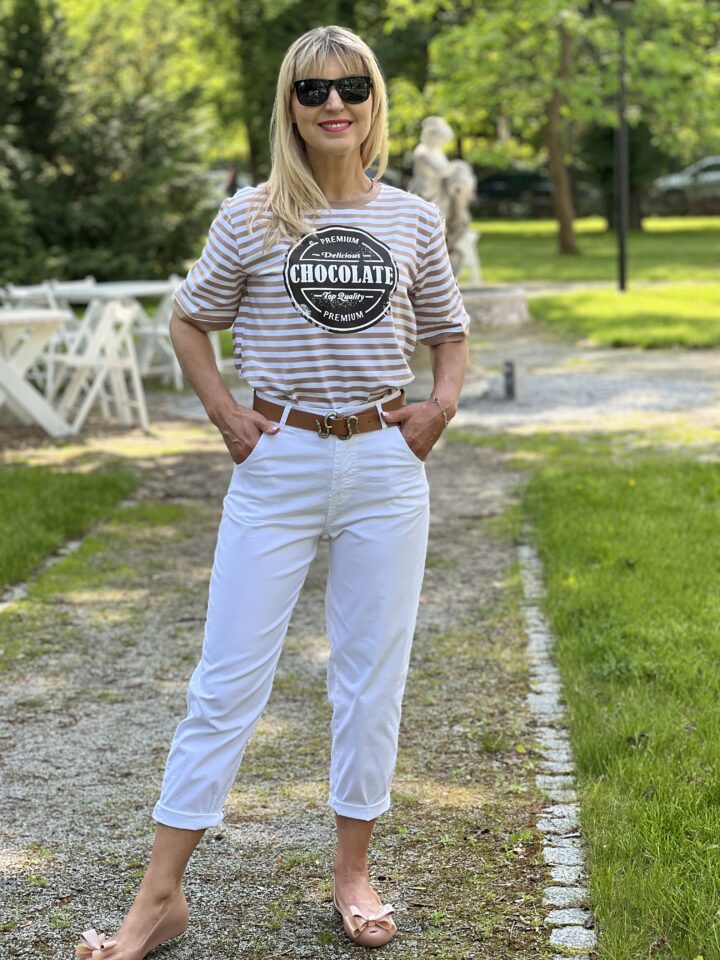 Bluzka Deseo- karmelowe paski
