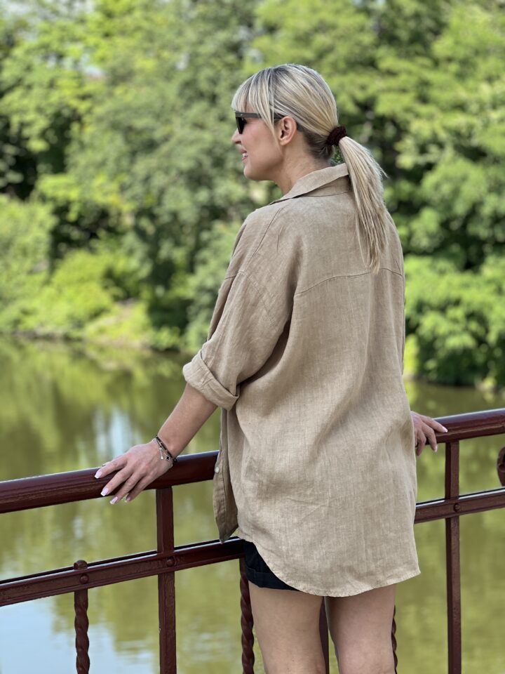 Koszula lniana Toscana - camel