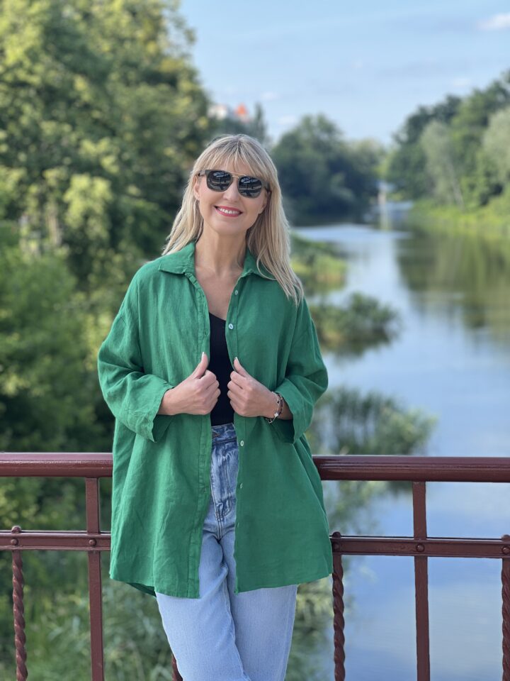 Koszula lniana Toscana - zielona