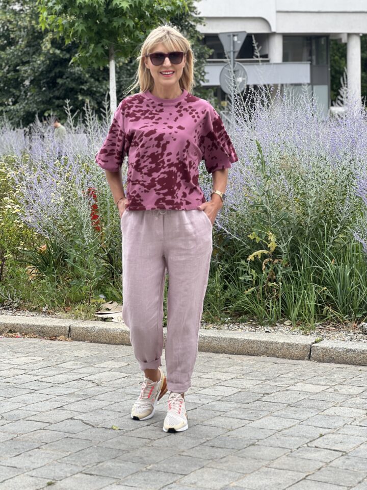 Bluzka łaciata - vintage róż