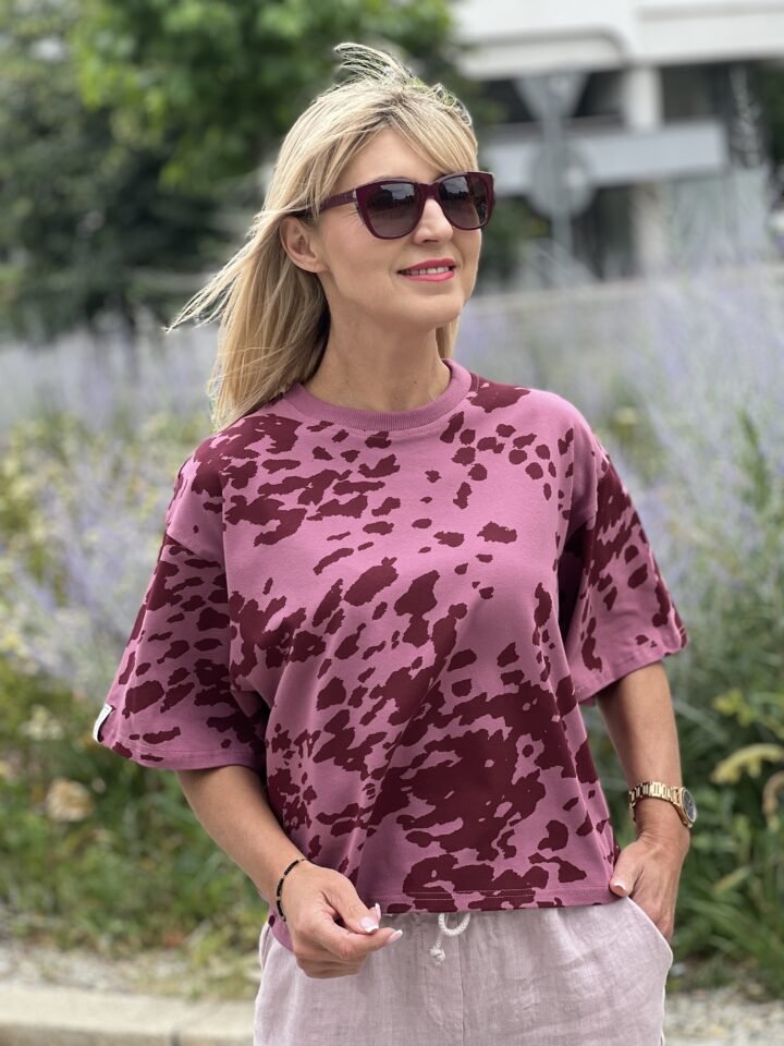 Bluzka łaciata - vintage róż
