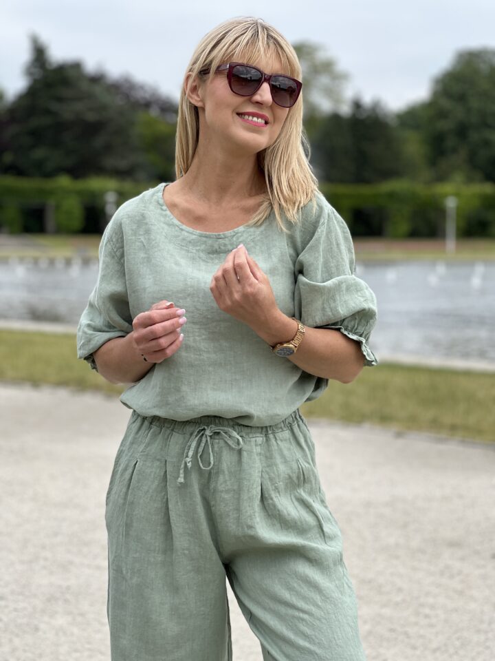 Komplet lniany Isabella - mięta