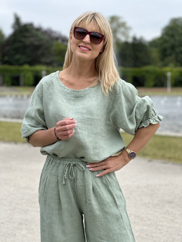 Komplet lniany Isabella - mięta