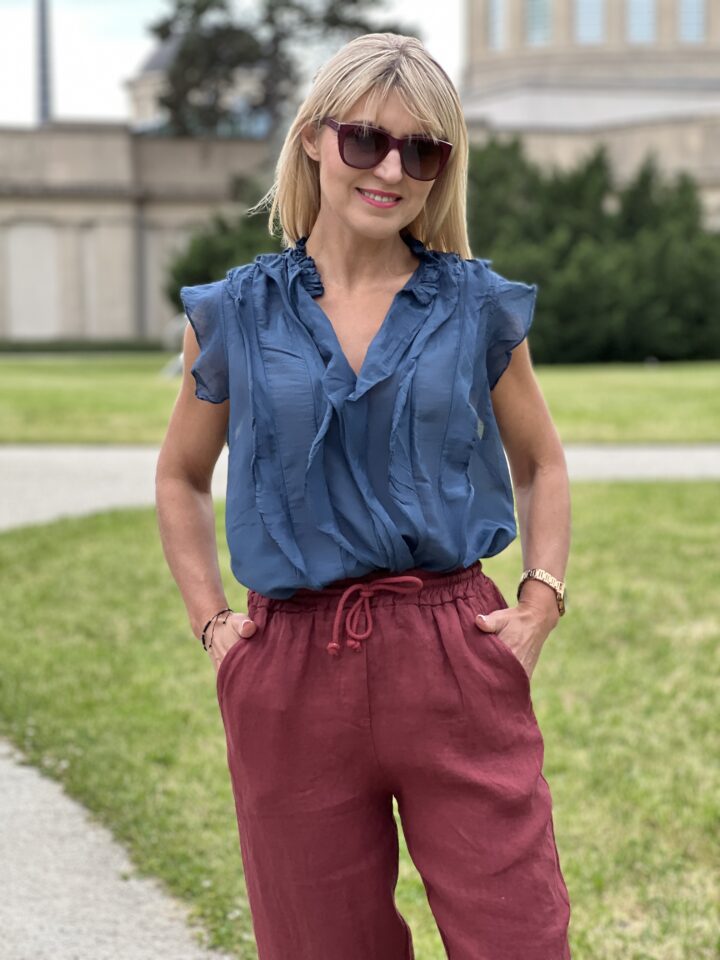 Bluzka Fiorella - granatowa
