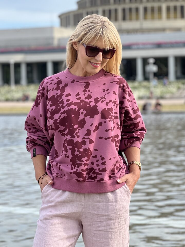 Bluza łaciata - vintage roż