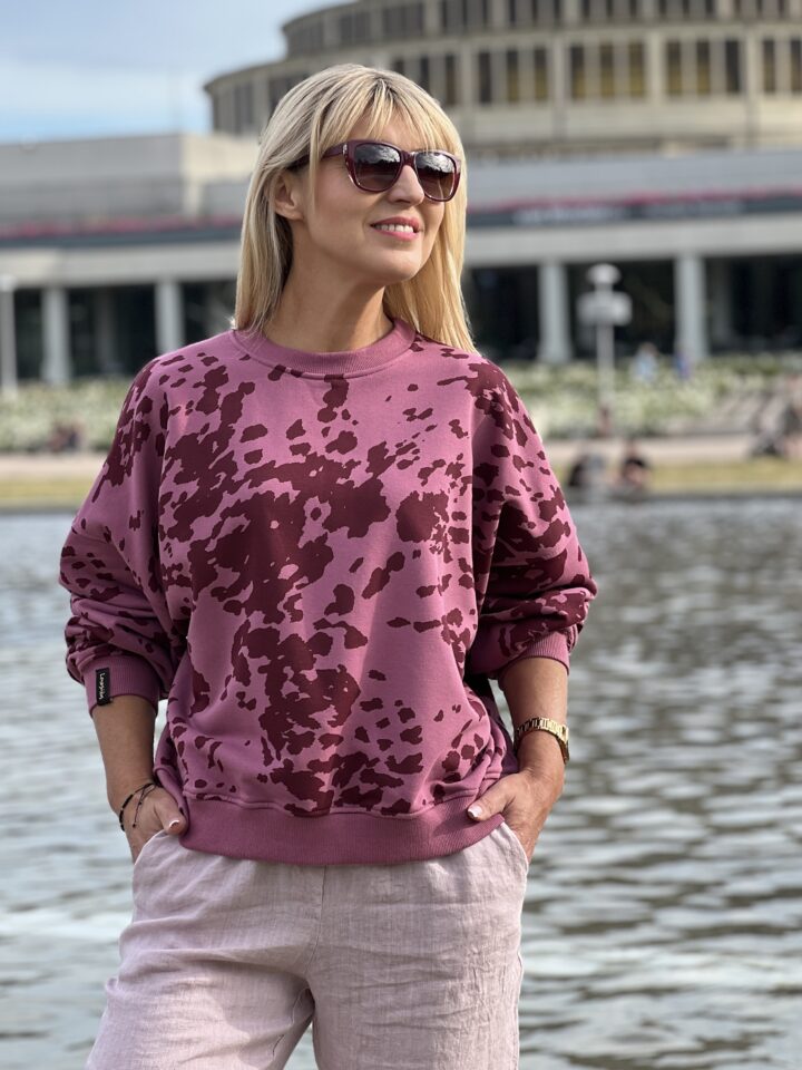 Bluza łaciata - vintage roż