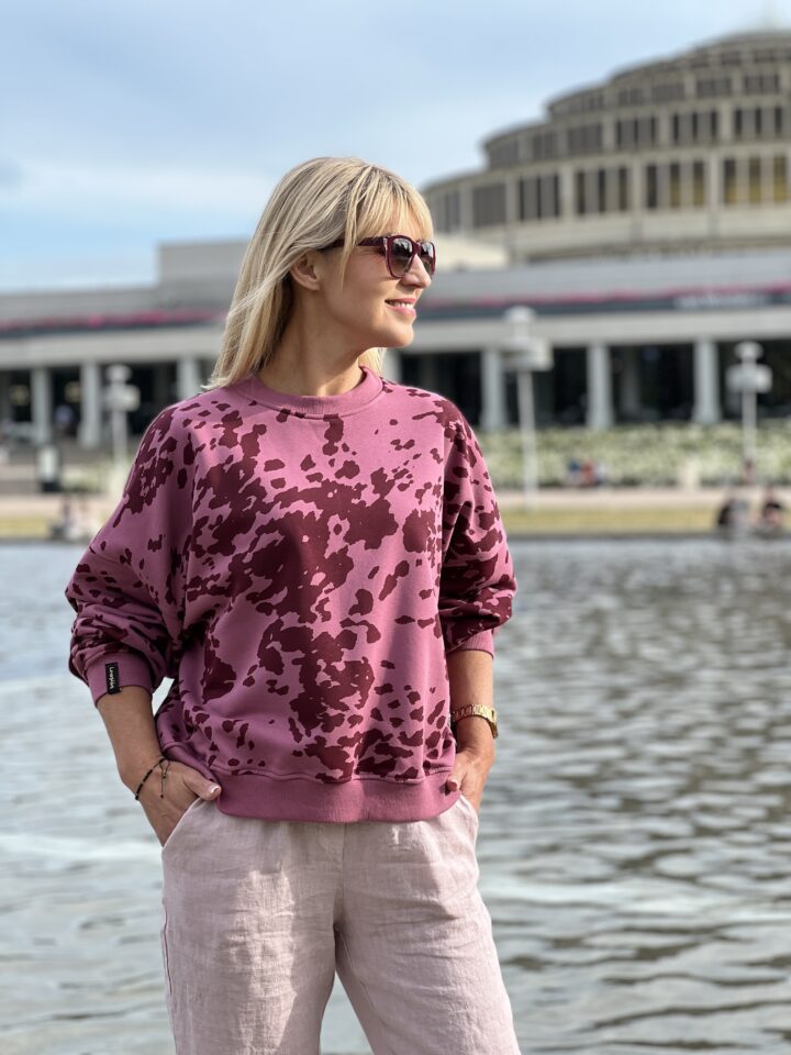 Bluza łaciata - vintage roż