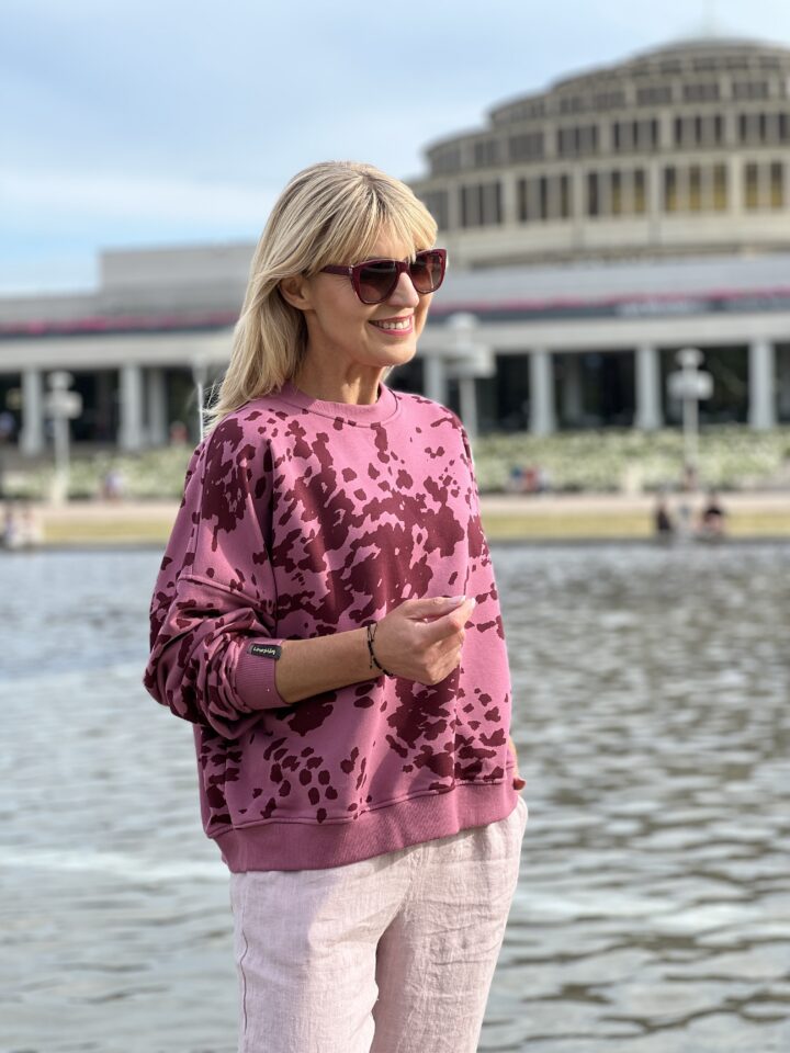 Bluza łaciata - vintage roż