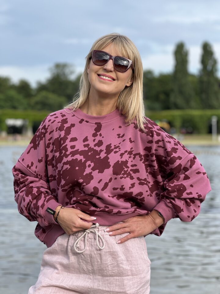 Bluza łaciata - vintage roż