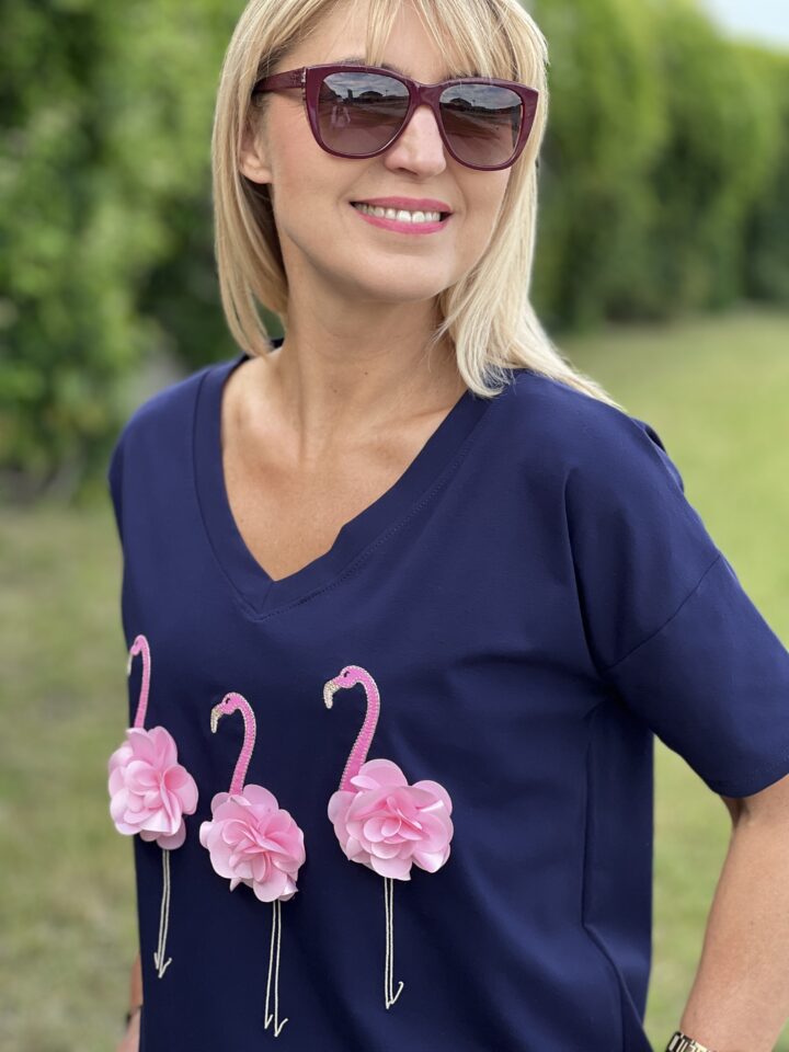 Bluzka Flamingi - granatowa