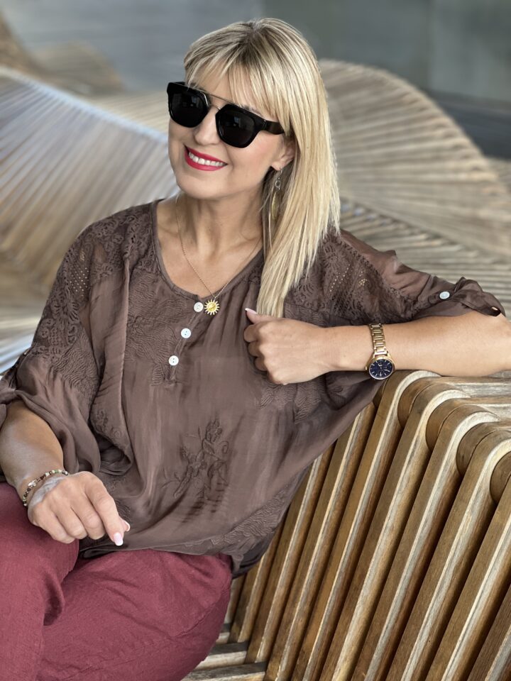 Bluzka Elisa - czekoladowa