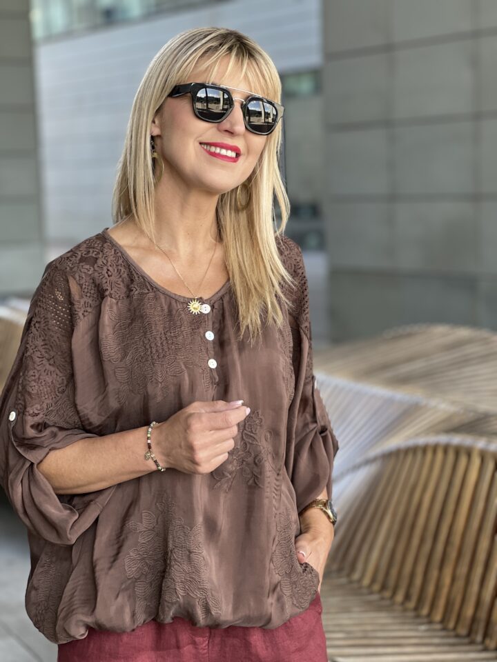 Bluzka Elisa - czekoladowa
